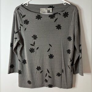 Debbie Shuchat Gray Floral Top
